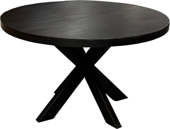 ronde zwarte eettafel mangohout