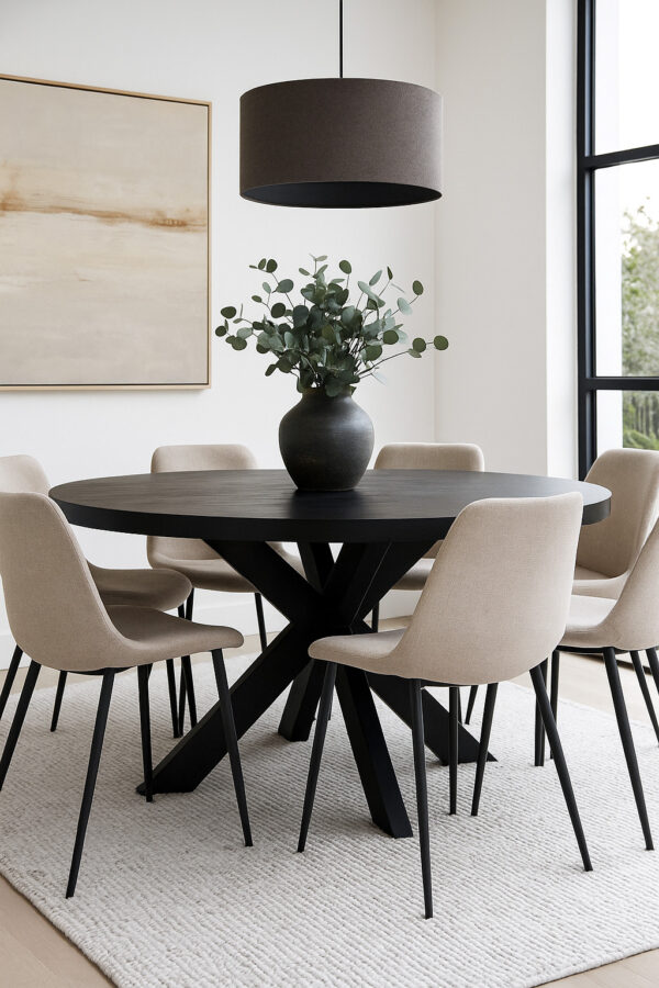 Ronde zwart mangohout 150 cm