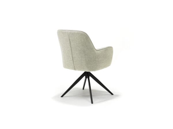 Moderne draaistoel met Beige/wit stof en zwart metalen spinpoot