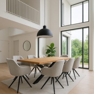 mangohouten eettafel set met draaibare stoelen